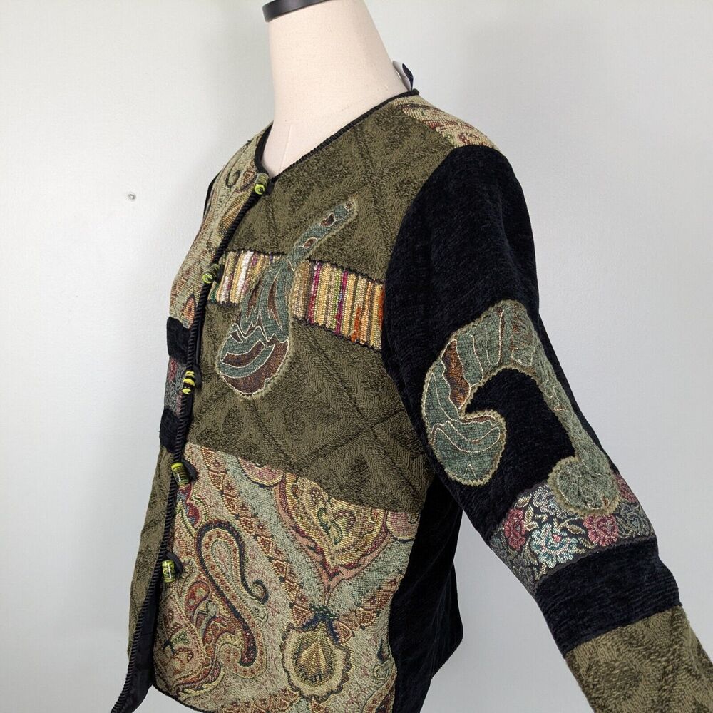 Patchwork Tapestry Jacket S Vintage Whimsigoth 90… - image 5